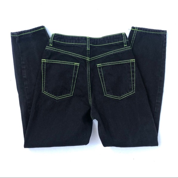 Topshop Neon Stitch High Waist Tapered Mom Jeans - Picture 7 of 7